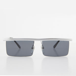 Rimless futuristic steampunk silver metal vintage sunglasses