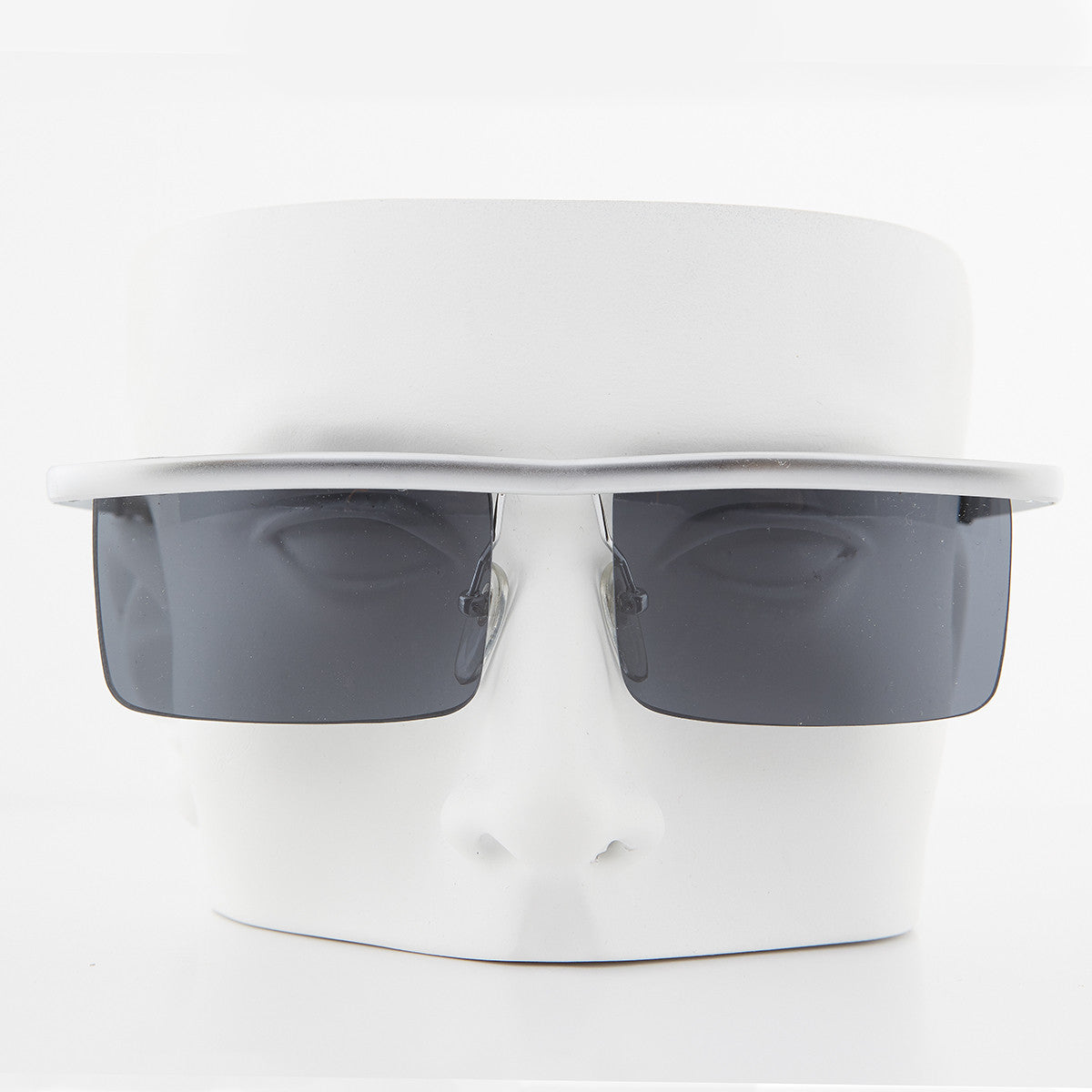 Rimless futuristic steampunk silver metal vintage sunglasses