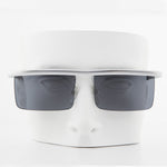 Load image into Gallery viewer, Rimless futuristic steampunk silver metal vintage sunglasses
