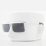 Load image into Gallery viewer, Rimless futuristic steampunk silver metal vintage sunglasses
