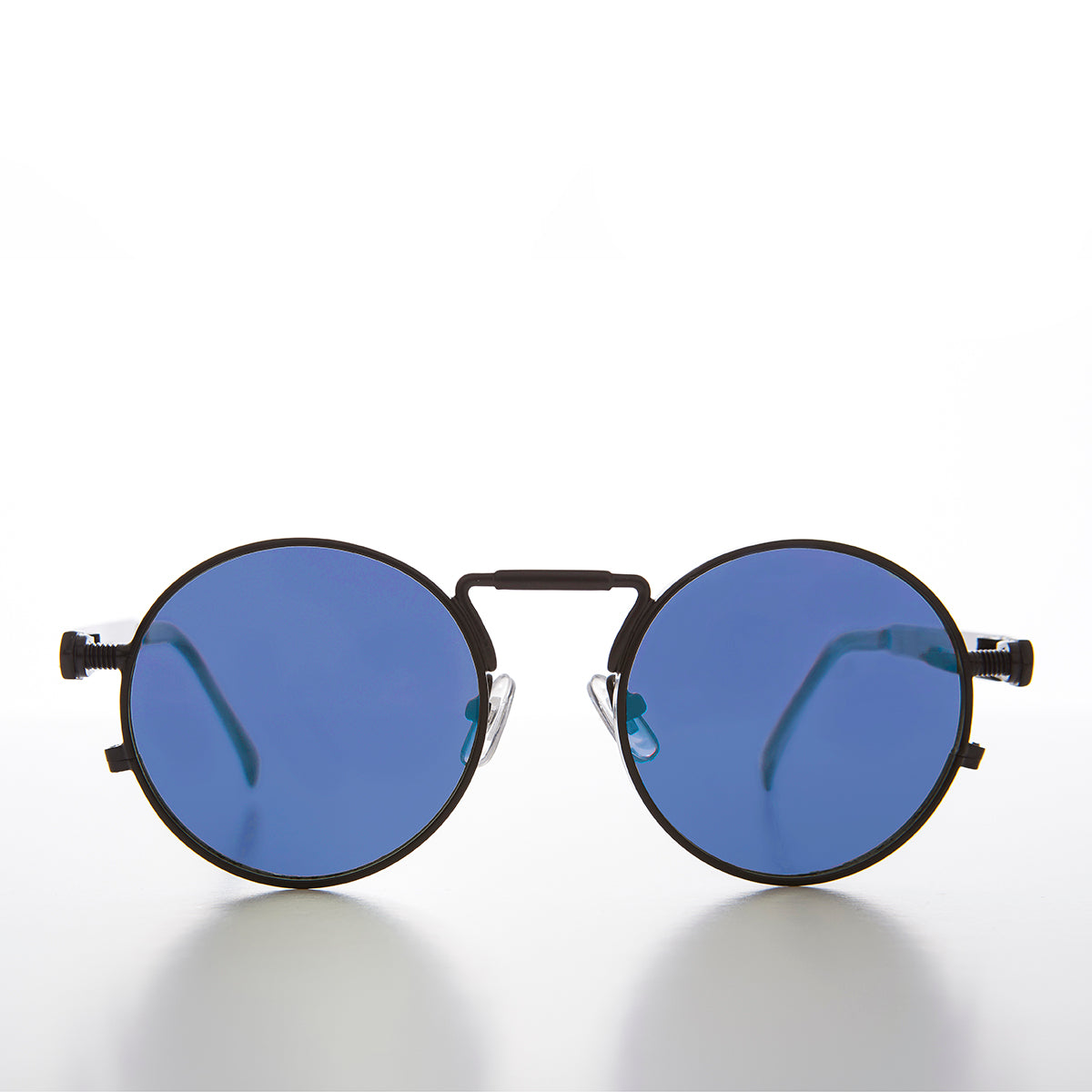 Round Black Goth Steampunk Sunglass with Colored Lenses
