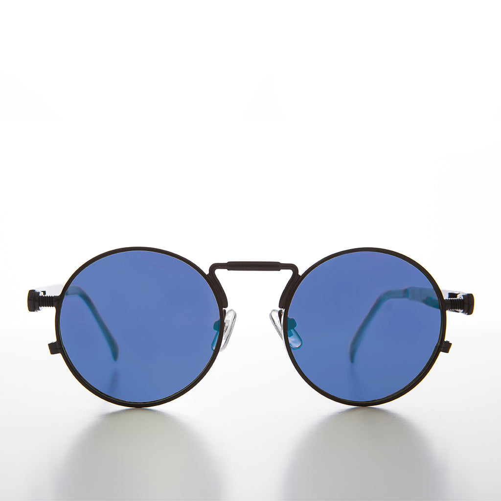 Round Black Goth Steampunk Sunglass with Colored Lenses