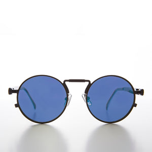 Round Black Goth Steampunk Sunglass with Colored Lenses