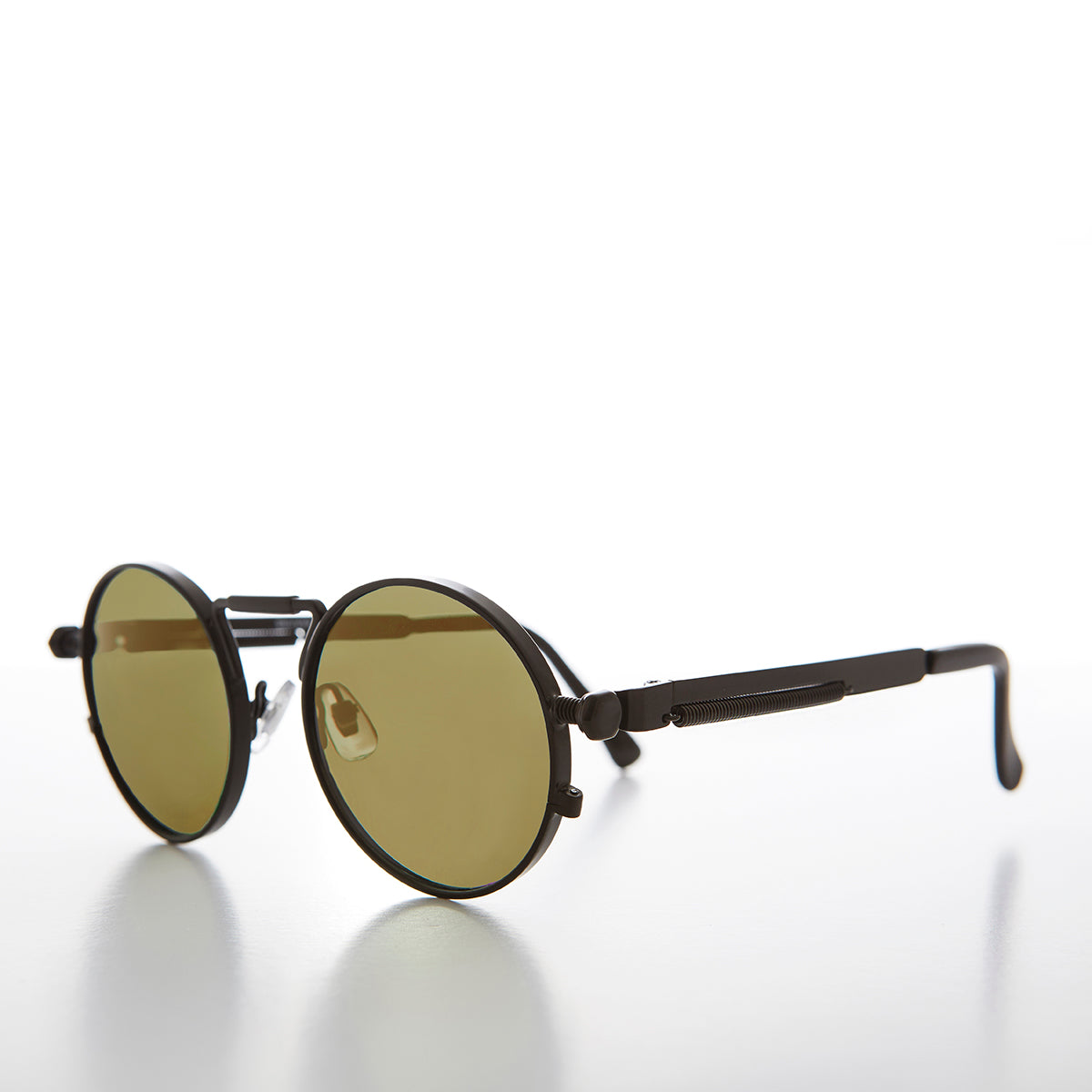 Round Black Goth Steampunk Sunglass with Colored Lenses