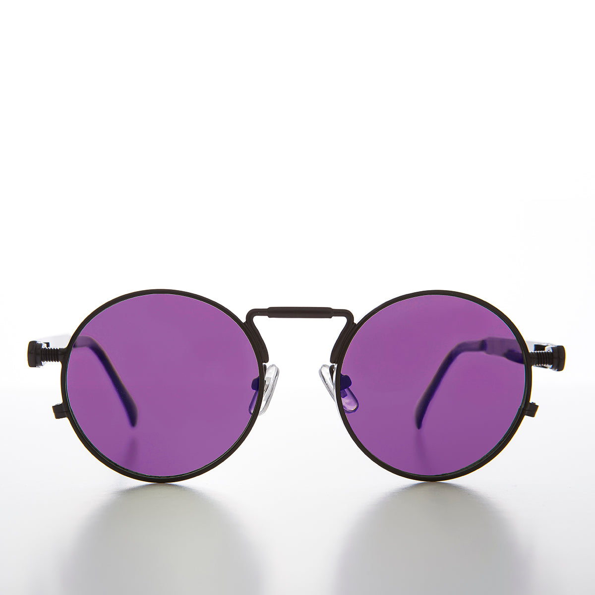 Round Black Goth Steampunk Sunglass with Colored Lenses