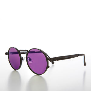 Round Black Goth Steampunk Sunglass with Colored Lenses