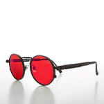 Load image into Gallery viewer, round steampunk sunglass with red lens
