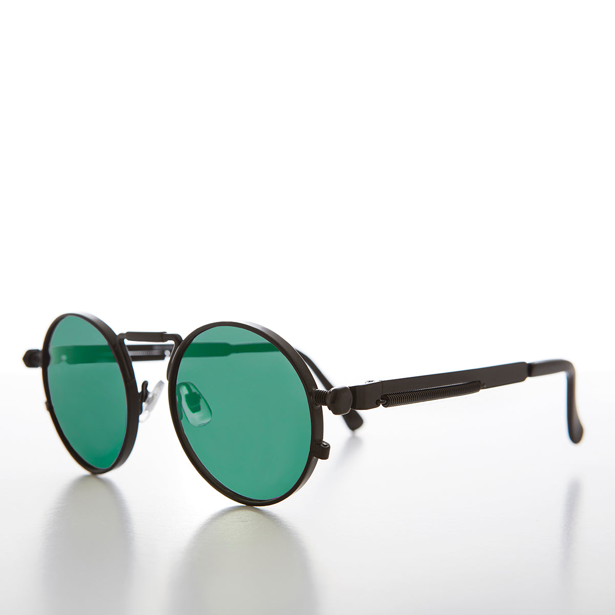 Round Black Goth Steampunk Sunglass with Colored Lenses