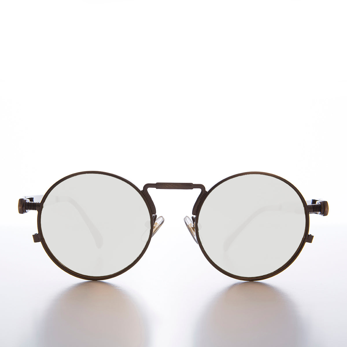 round steampunk sunglasses with mirror lenses