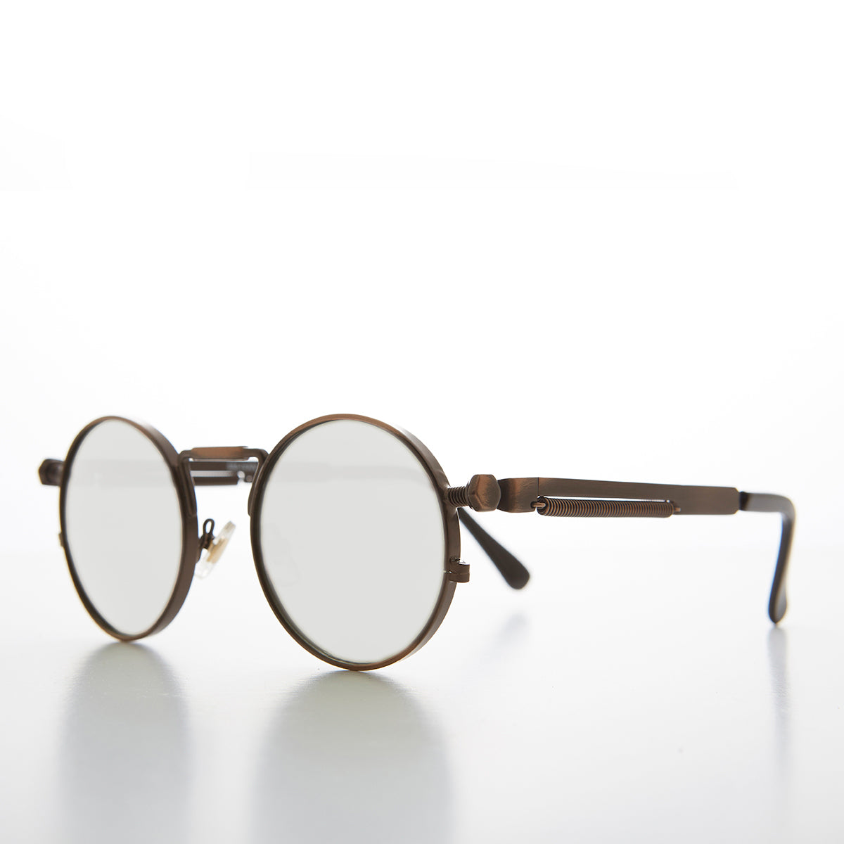 round metal steampunk sunglasses with mirror lens