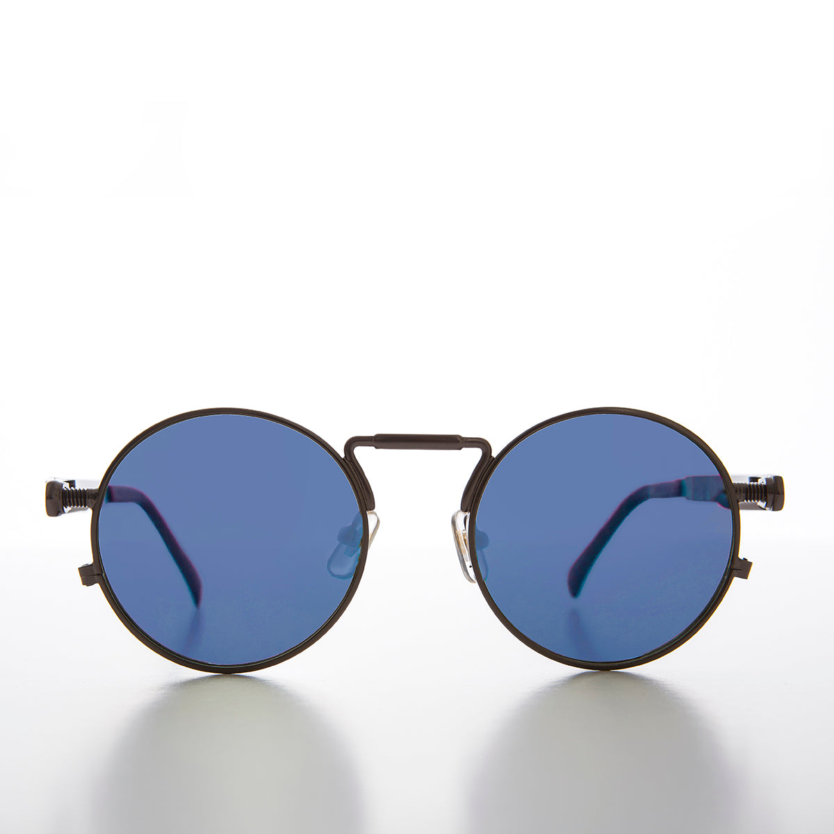 Round Black Goth Steampunk Sunglass with Colored Lenses