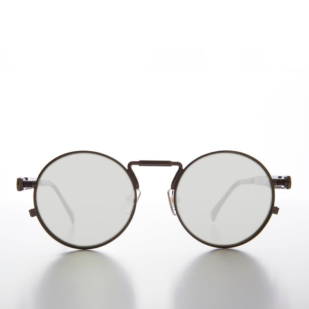 round steampunk sunglasses with mirror lenses