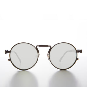 round steampunk sunglasses with mirror lenses