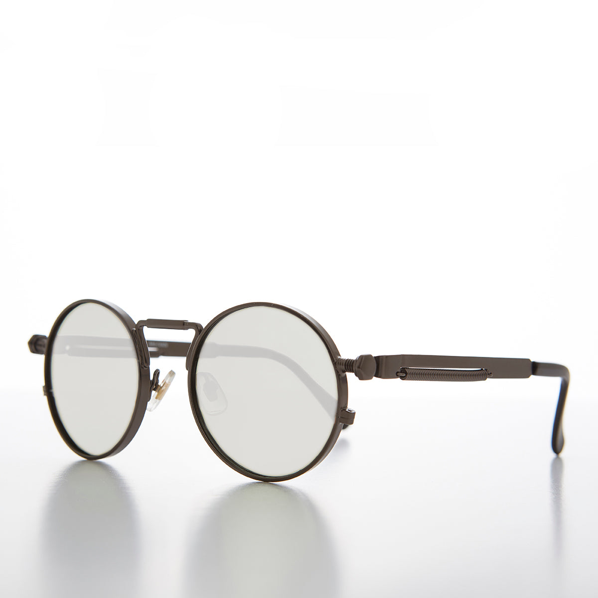 round steampunk sunglasses with mirror lenses