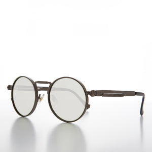 round steampunk sunglasses with mirror lenses