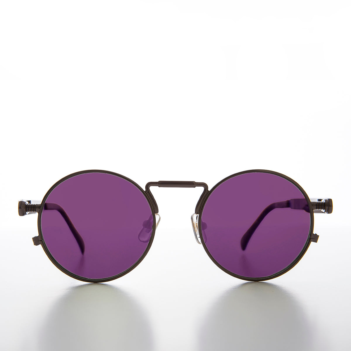 Round Black Goth Steampunk Sunglass with Colored Lenses