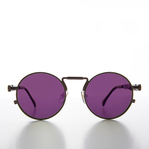 Round Black Goth Steampunk Sunglass with Colored Lenses