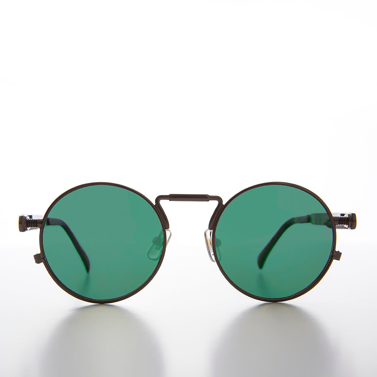 Round Black Goth Steampunk Sunglass with Colored Lenses