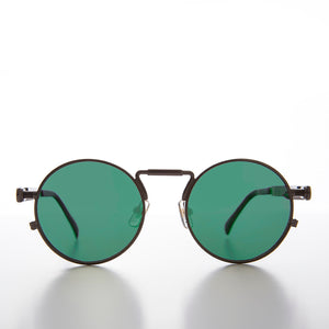 Round Black Goth Steampunk Sunglass with Colored Lenses
