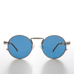 Load image into Gallery viewer, round steampunk sunglass with blue lens
