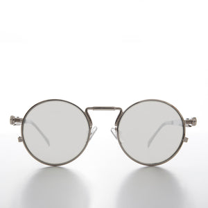 round steampunk sunglasses with mirror lenses