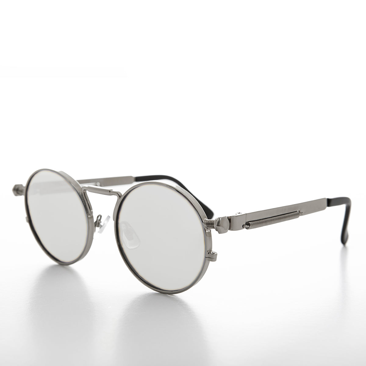 round steampunk sunglasses with mirror lenses