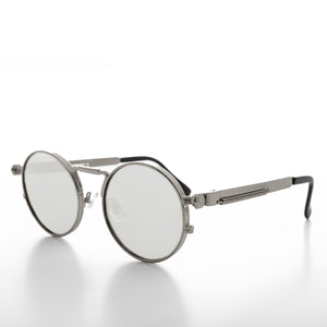 round steampunk sunglasses with mirror lenses