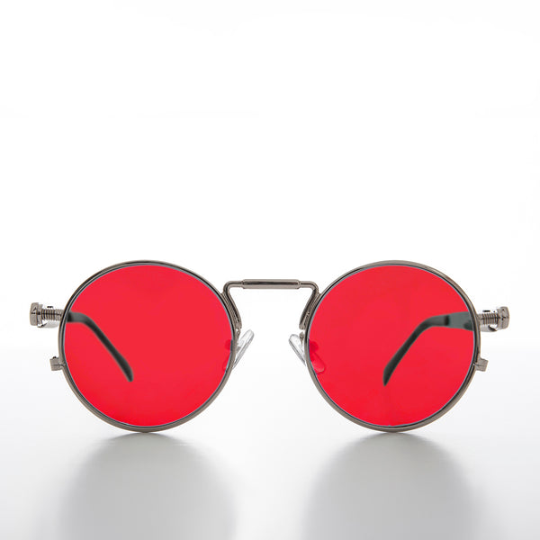 small square sunglasses retro Victorian spectacles with adjustable temples  gold frame red lens - Hi Tek Webstore