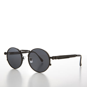 black round goggles Sunglass Museum Round Black Metal Goth Steampunk Sunglass - Ivan 2