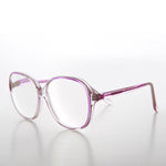 Load image into Gallery viewer, Big Clear Retro Reading Glasses with Purple Color Accent 
