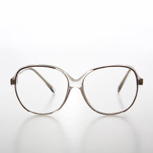 Big Clear Retro Reading Glasses with Gray Color Accent 