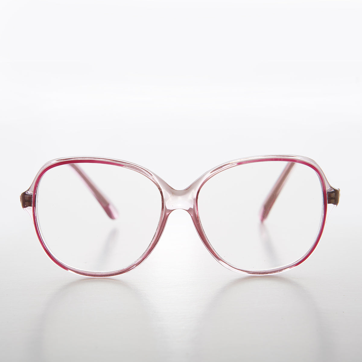 Big Clear Retro Reading Glasses with Red Color Accent 
