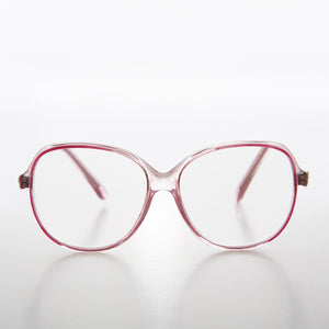 Big Clear Retro Reading Glasses with Red Color Accent 