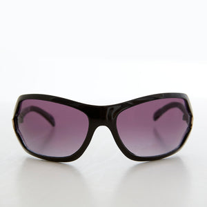 Black curved wrap around vintage sunglasses