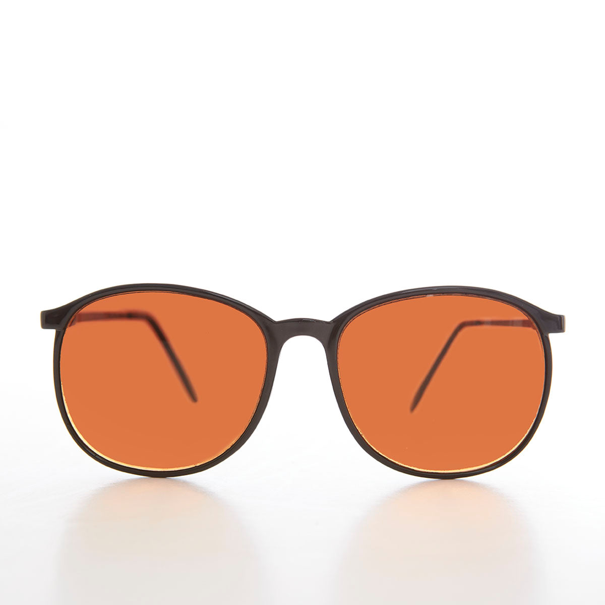 round preppy vintage sunglasses with amber lenses