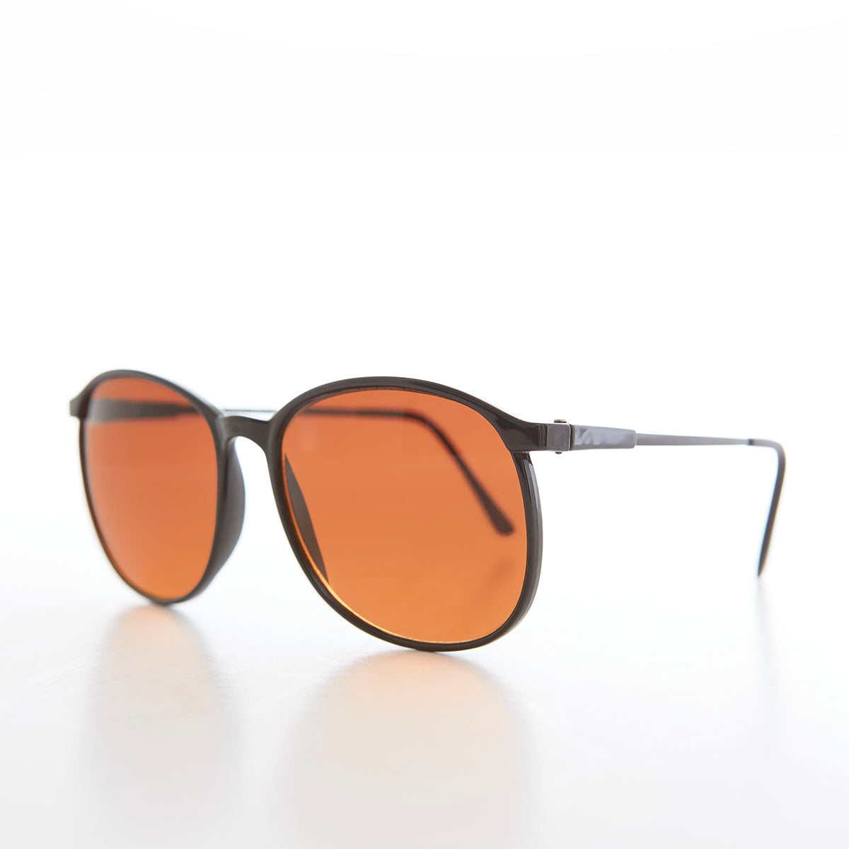 round preppy vintage sunglasses with amber lenses