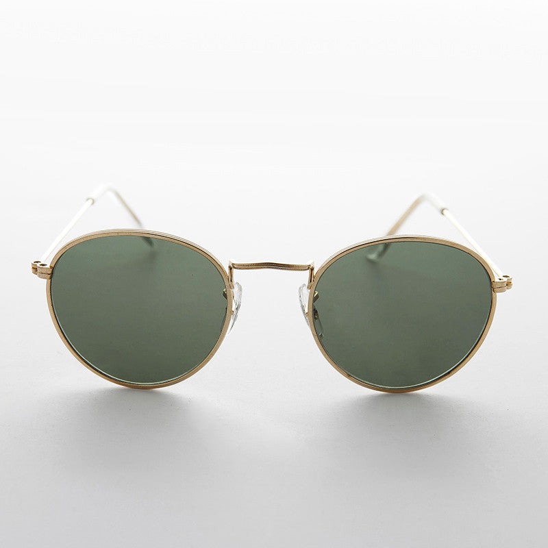 round glass lens gold frame classic vintage sunglass