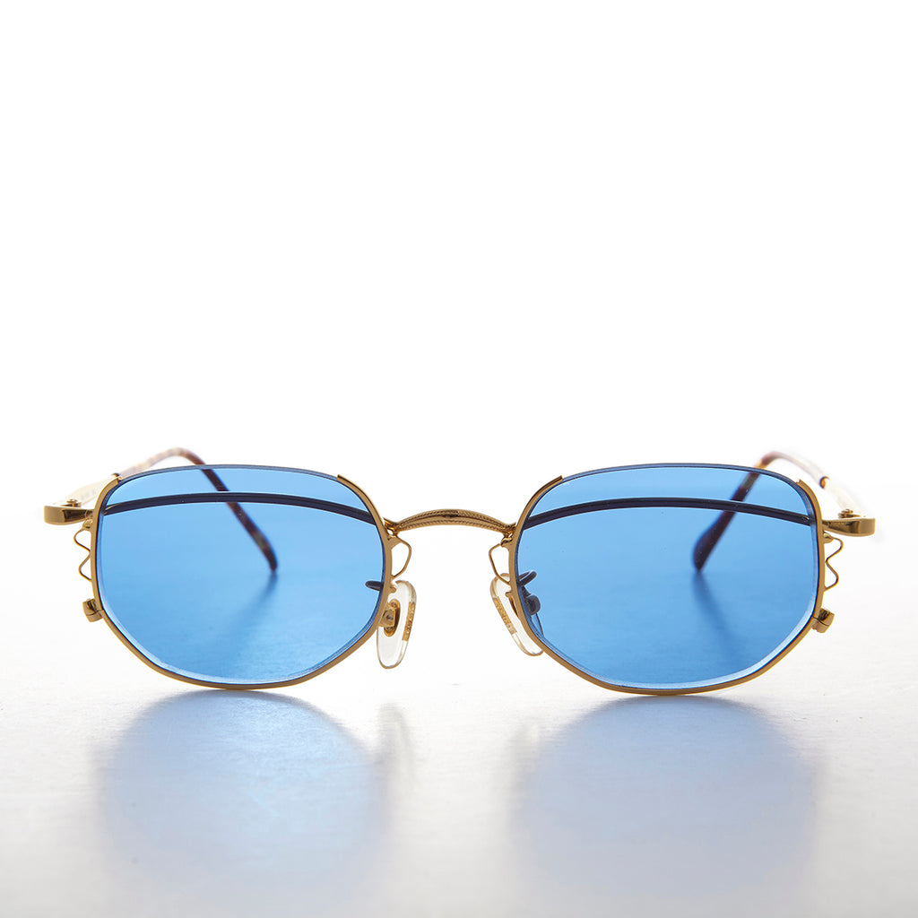 gold unique semi rimless vintage sunglasses