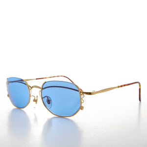 gold unique semi rimless vintage sunglasses
