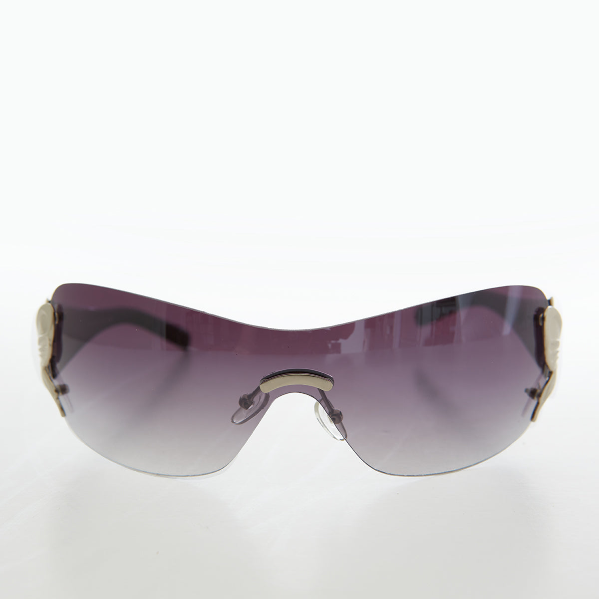 Y2K Shield Sunglass with Gold Butterflies
