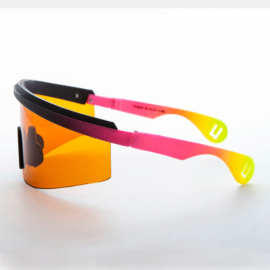 Rare Wrap Sporty Shield Tri-color Sunglass with Blue Blocker Lens