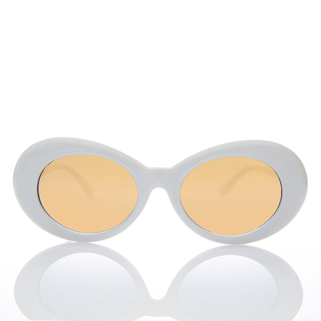 Colored Lens Oval Cat Eye Clout Sunglass 