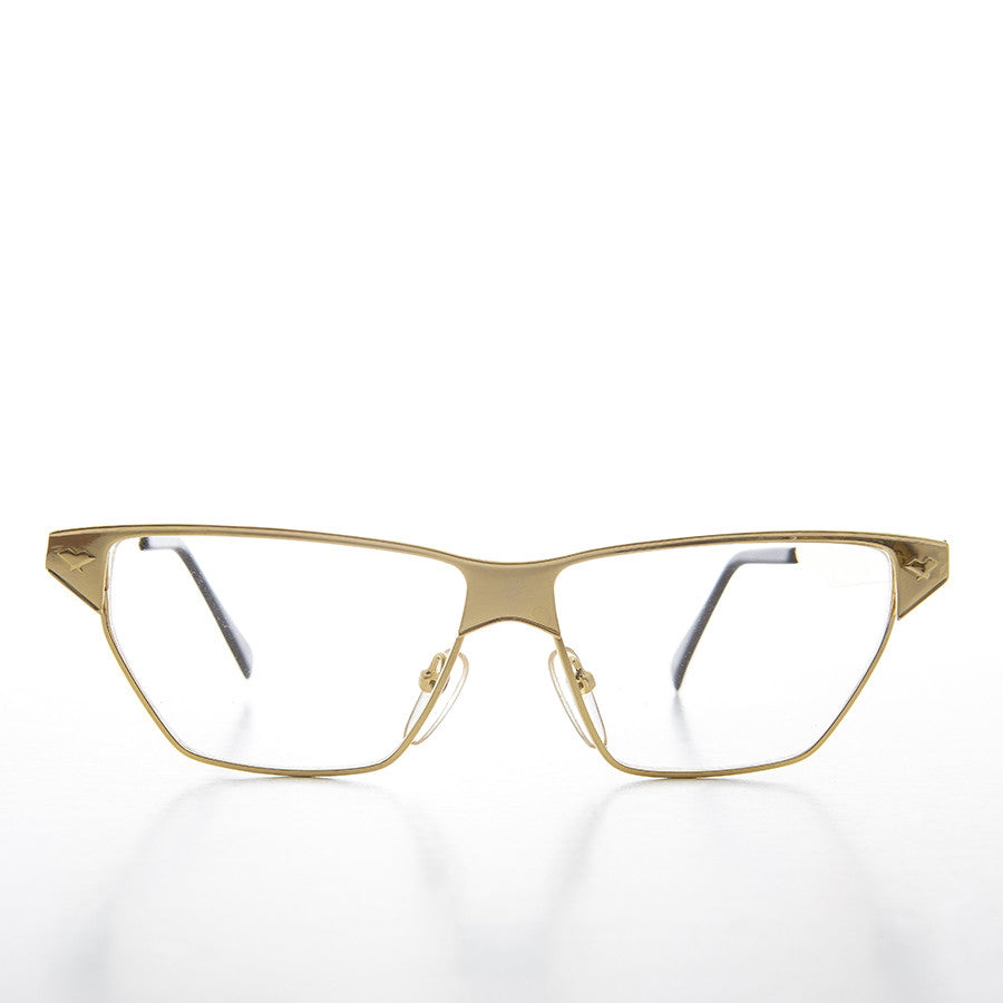 gold horn rim 90s rx optical quality eyeglasses