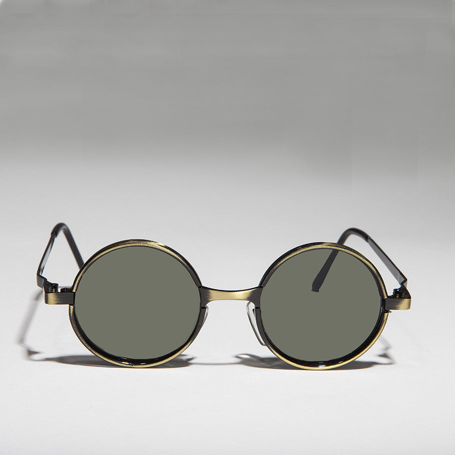 round steampunk metal sunglass