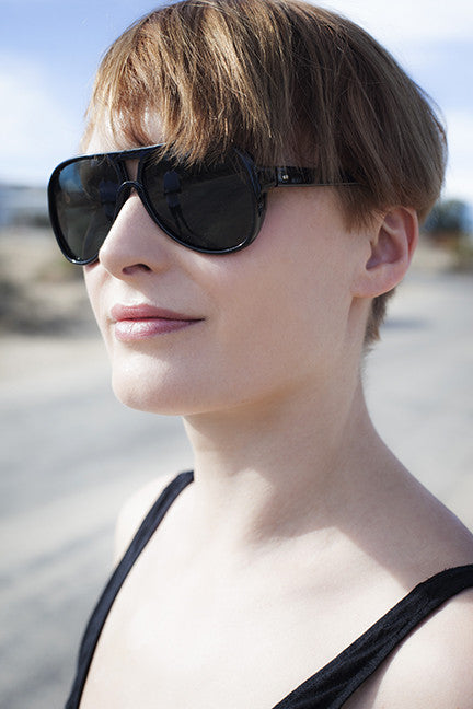 Black Aviator Sunglass with Glass Lenses - Agent Six