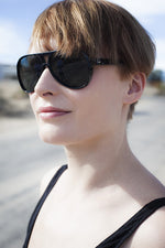 Load image into Gallery viewer, Black Aviator Sunglass with Glass Lenses - Agent Six
