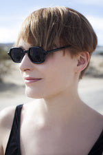 Load image into Gallery viewer, hexagon black vintage sunglass
