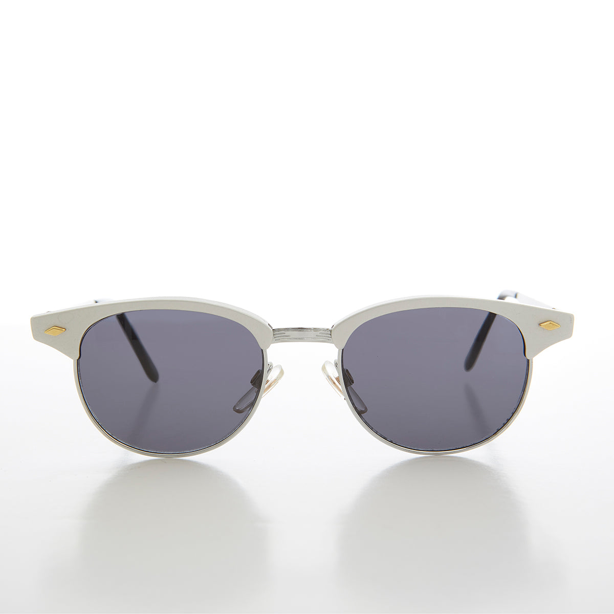 Sleek Silver Half Frame Vintage Sunglass