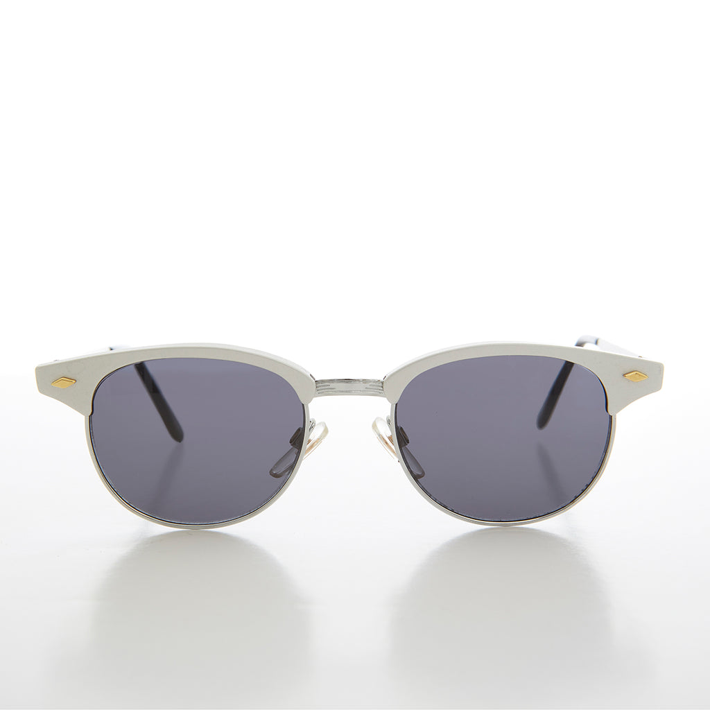 Sleek Silver Half Frame Vintage Sunglass
