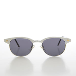 Sleek Silver Half Frame Vintage Sunglass